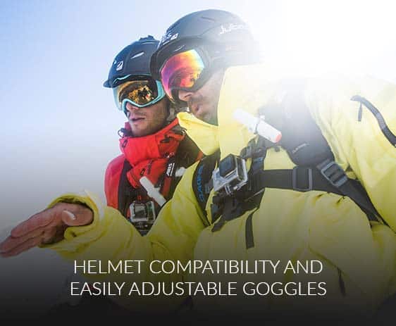 Helmet Compatibility and Easily Adjustable Skiing Goggles