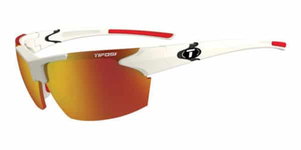 Smoke Red Lenses Matte White Frame Tifosi Jet Sunglasses Golf/Sports Eyewear 