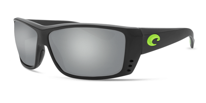 Cat Cay Sunglasses at200-matt-black-green-logo-gray-silver-mirror-lens-angle2