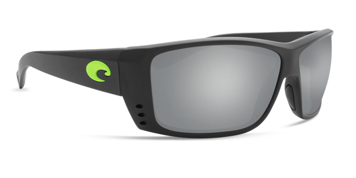 Cat Cay Sunglasses at200-matt-black-green-logo-gray-silver-mirror-lens-angle4