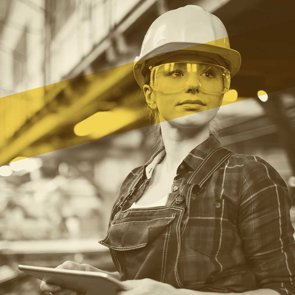 woman wearing hardhat