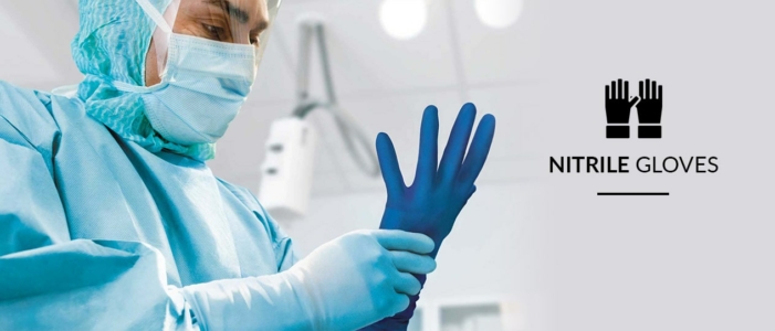 nitrile gloves on a lab worker