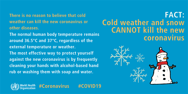 Cold weather and snow CANNOT kill the new coronavirus.