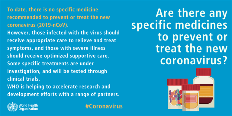 Are there any specific medicines to prevent or treat the new coronavirus?