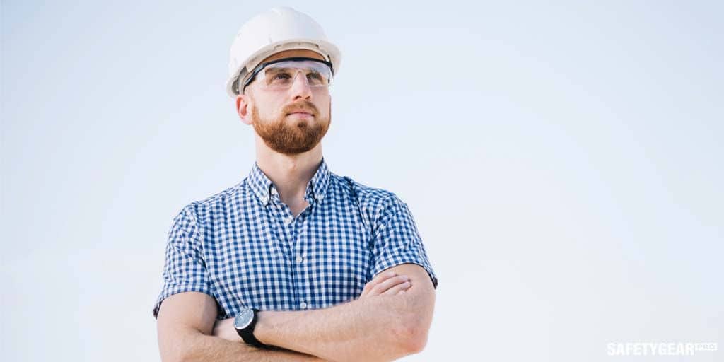 Man wearing safety glasses