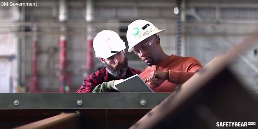 men wearing 3M safety glasses while working