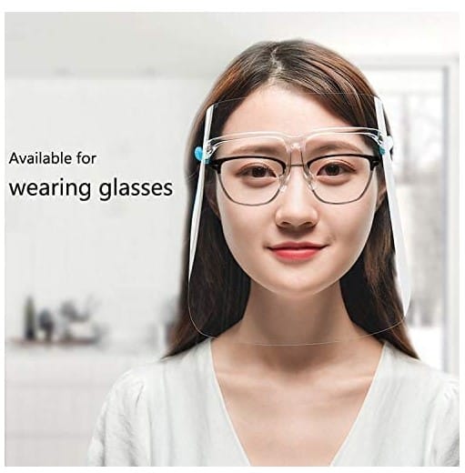 Reusable Face Shield Guard Protector Clear with A Clear Glasses Frame 