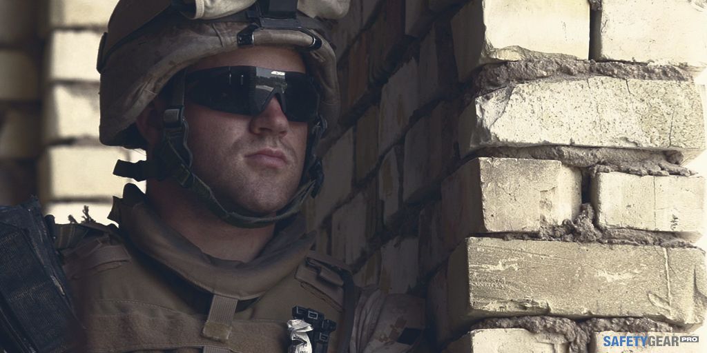 soldier wearing military aviator sunglasses