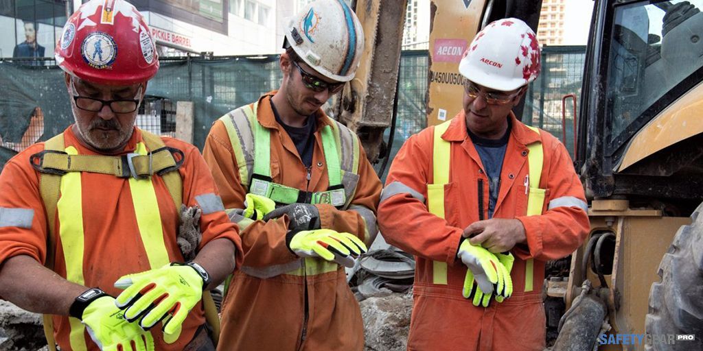 Construction workers wearing PPE