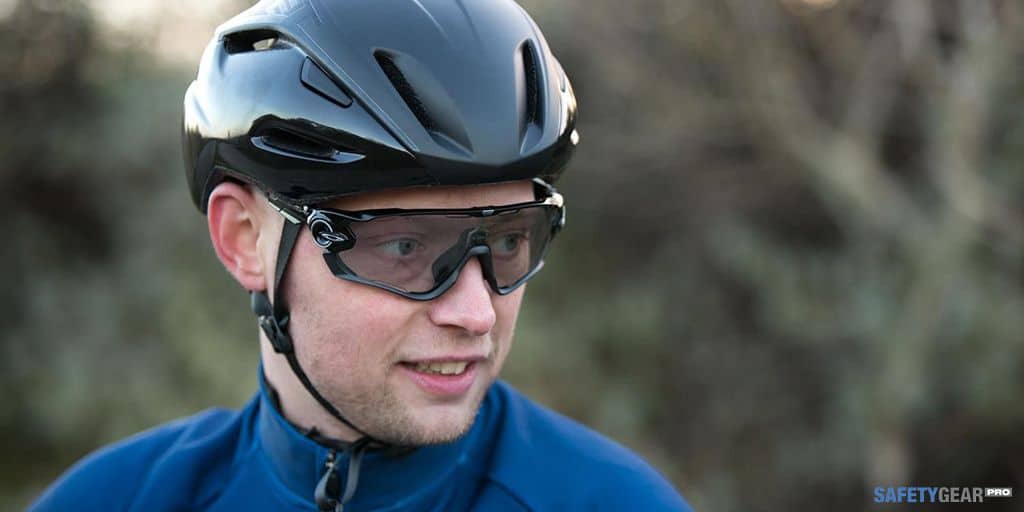 Cyclist wearing Prescription Cycling Glasses