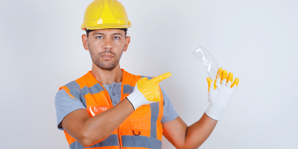 Construction Worker Holding Best Safety Glasses