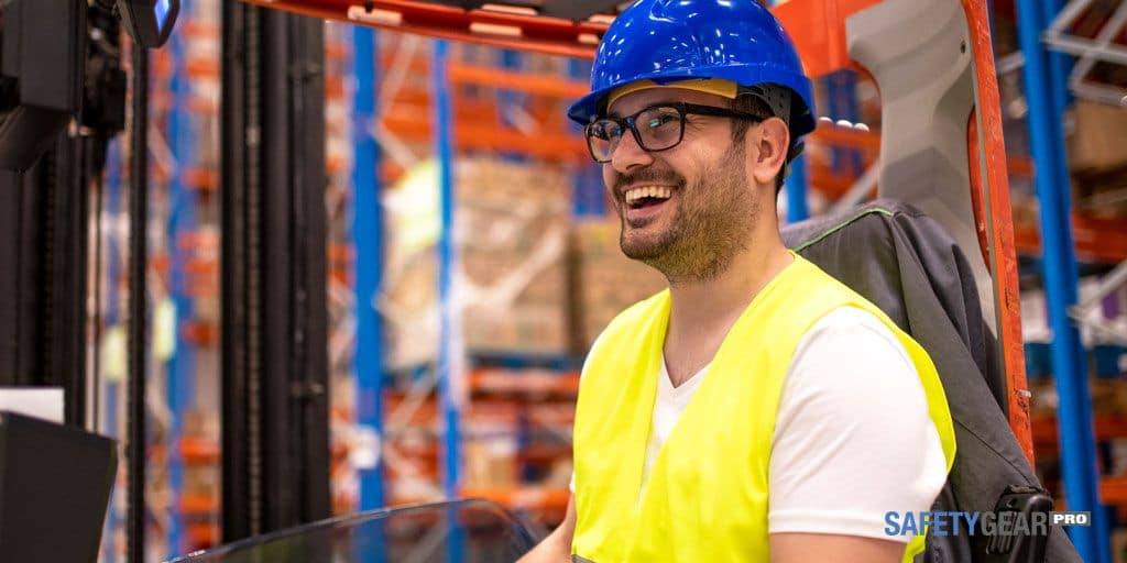 Man Wearing Safety Glasses