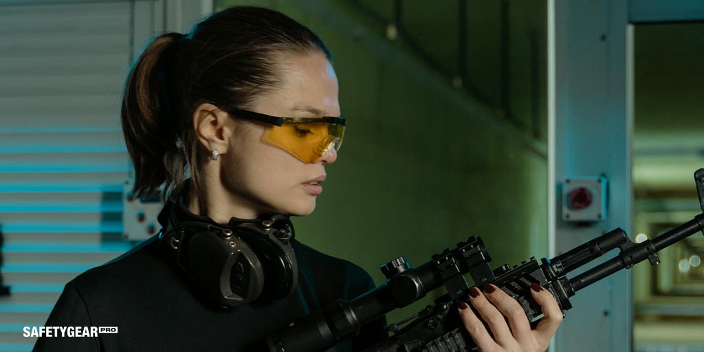 Woman Wearing Prescription Shooting Glasses