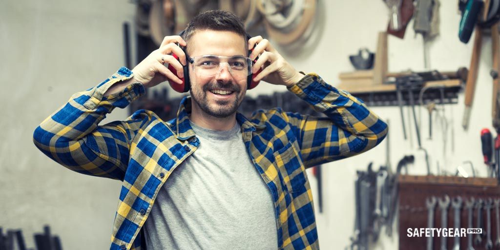 Man Wearing Safety Glasses