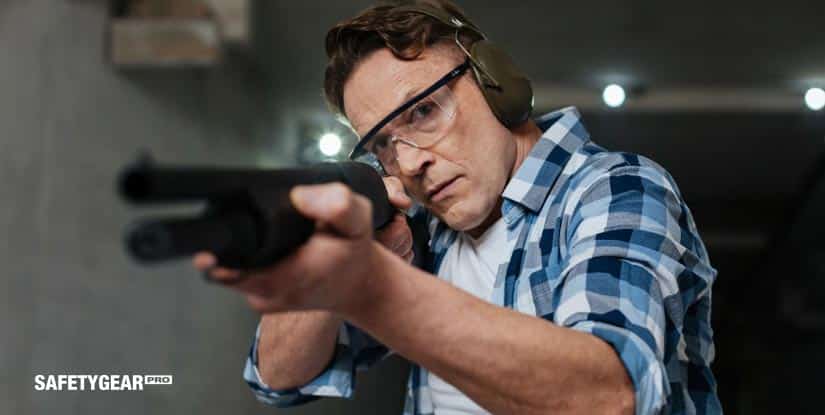 Man Wearing Shooting Glasses