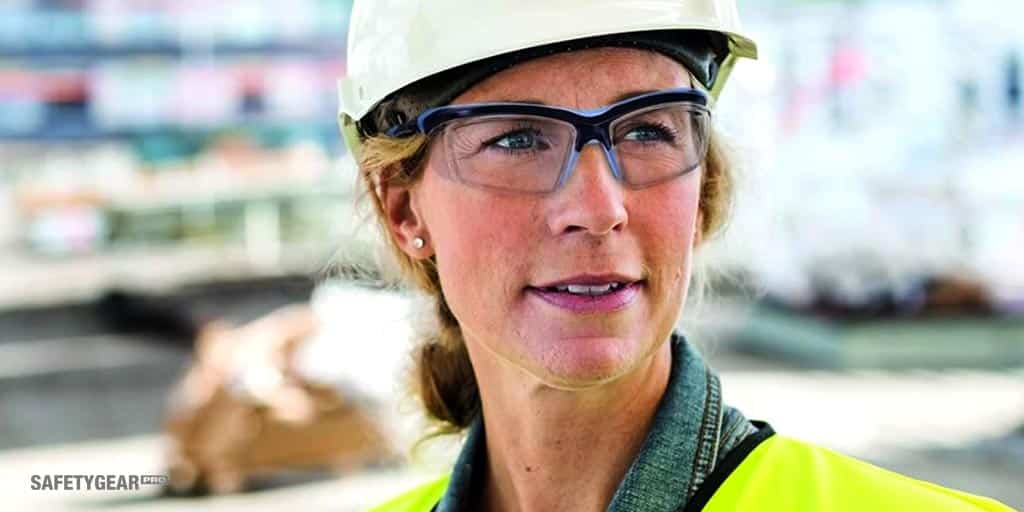 Woman Wearing prescription safety glasses