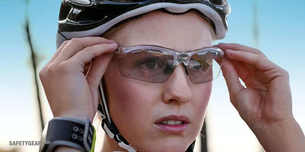 Woman Wearing Sports Glasses