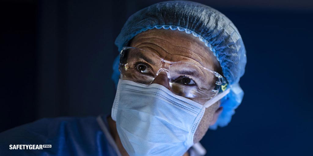 Surgeon Wearing Safety Glasses