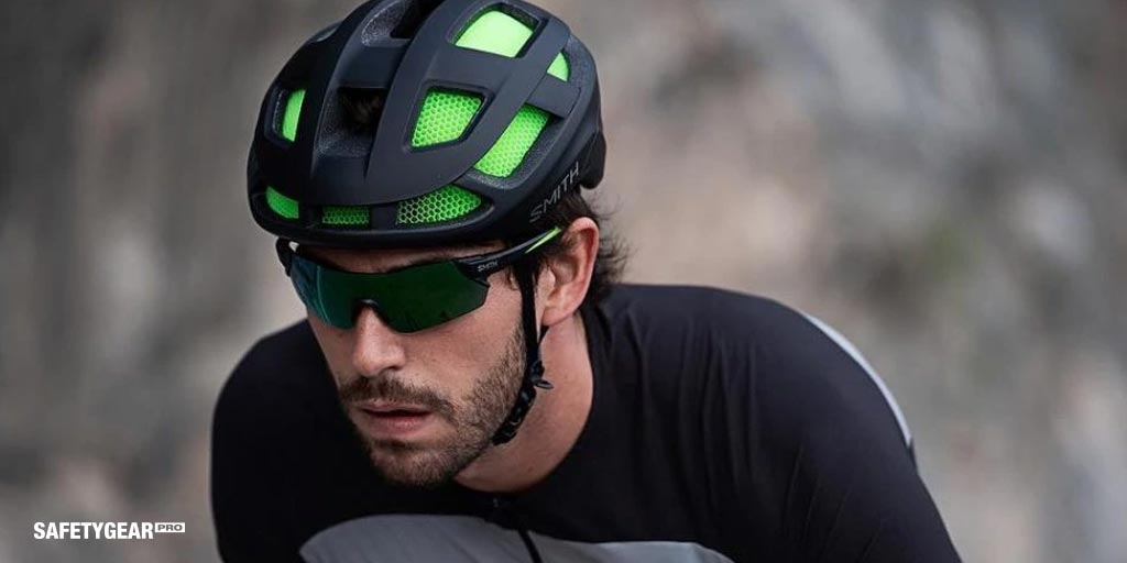 Cyclist Wearing Cycling Glasses