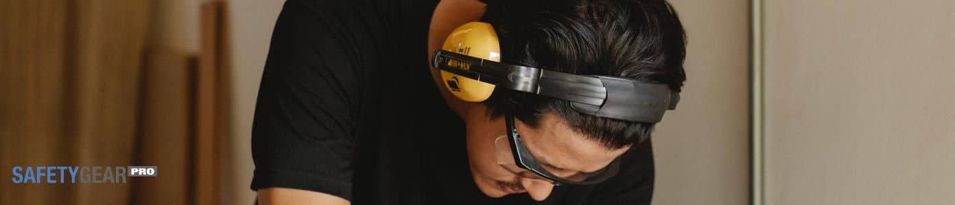man wearing ear protection and safety glasses