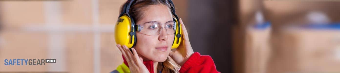 woman wearing ear protection