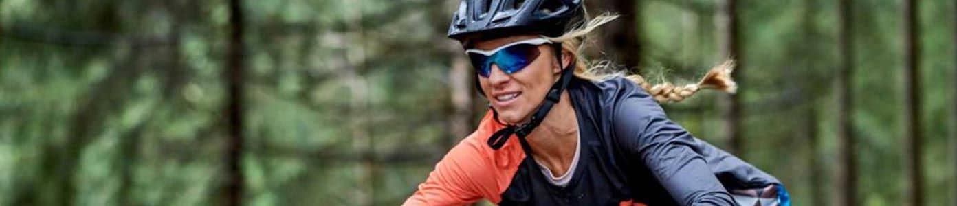 woman wearing prescription cycling glasses