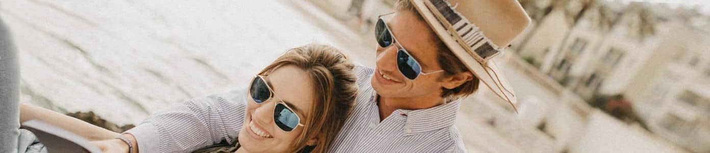 couple wearing prescription sunglasses