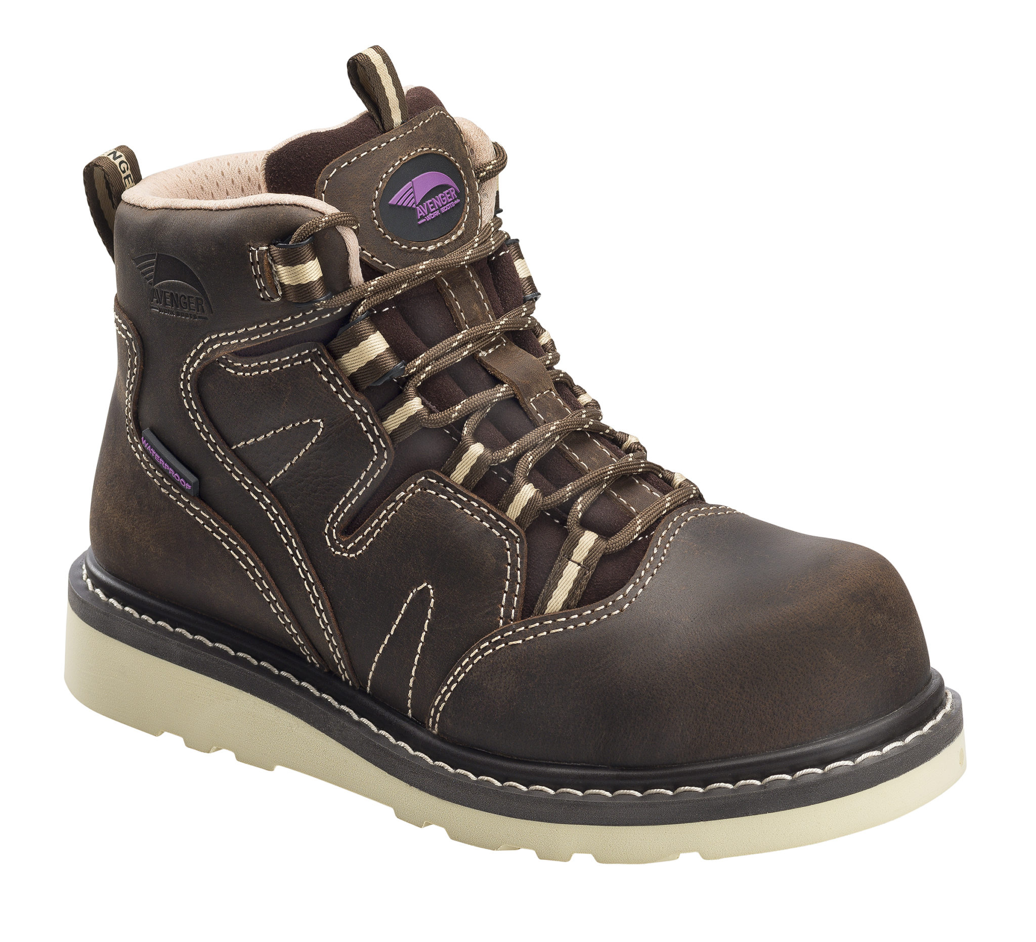 FSI Avenger 7550 Women's Wedge Brown Carbon Toe EH WP 6" Work Boot