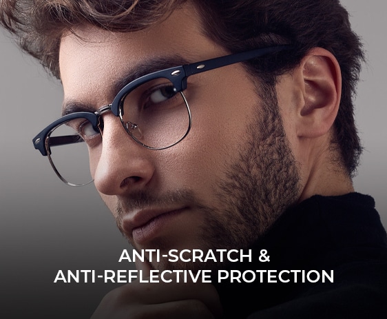 Prescription eyeglasses with Anti-Scratch and Anti-Reflective Protection