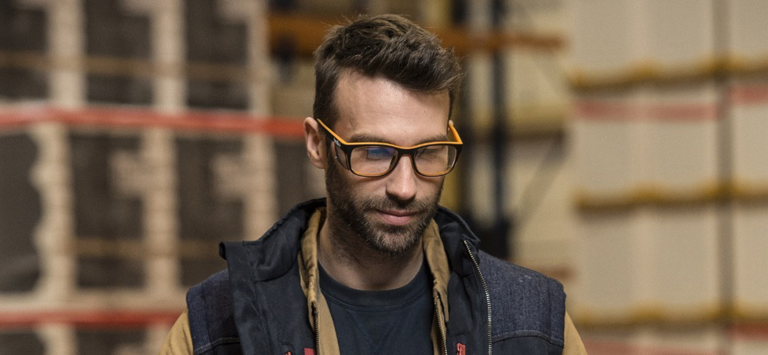 man with a safety glasses
