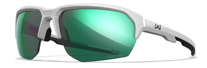 Wiley X JAKL safety sunglasses, Polished White Frame with Captivate Polarized Green Mirror Lenses