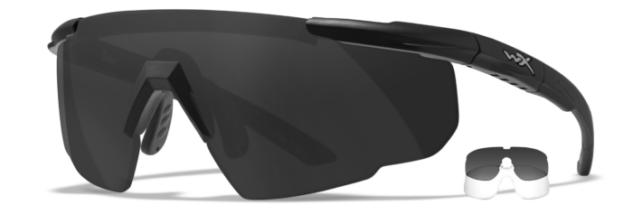 Wiley X Saber Advanced safety sunglasses, Matte Black Frame with Smoke Grey and Clear Lenses