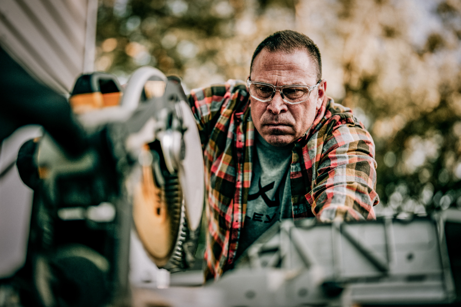 Man wearing safety glasses