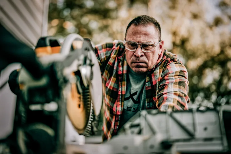 Man wearing safety glasses