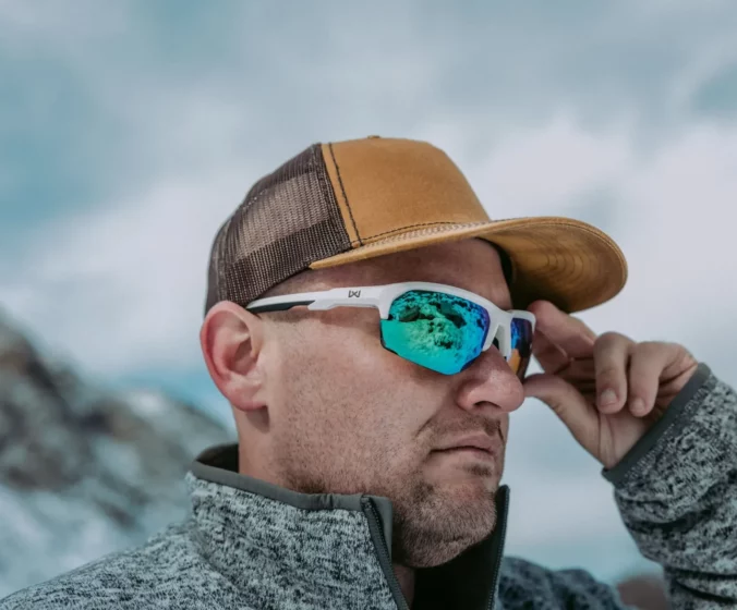 Man wearing Wilex X glasses while hiking