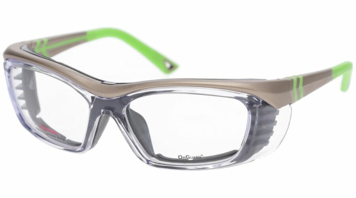 OnGuard OG 225S with Full Dust Dam Prescription Safety Glasses – Gunmetal/Neon Green frame