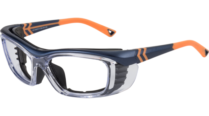 OnGuard OG 225S with Full Dust Dam Prescription Safety Glasses – Navy/Neon Orange frame
