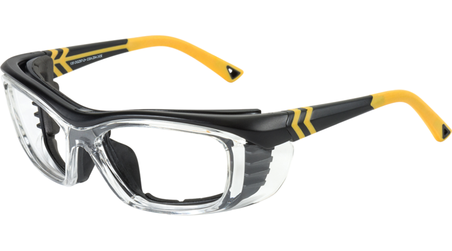 OnGuard OG 225S with Full Dust Dam Prescription Safety Glasses – Black/Yellow frame