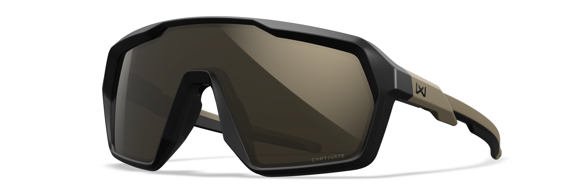 Wiley X Citadel new 2026 toric-lens tactical sunglasses, three-quarter view, with grey CAPTIVATE lens installed