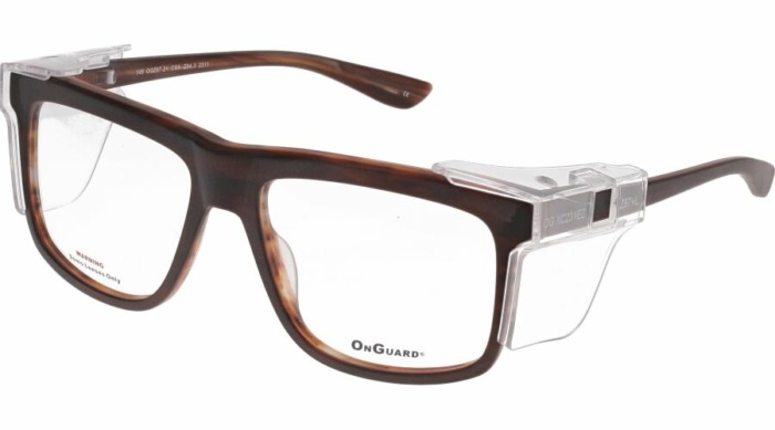 OnGuard OG XC232 Prescription Safety Glasses – Brown frame, with EZ Shield side shields