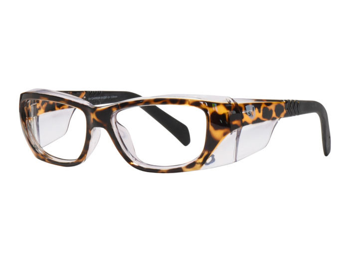SafeVision CARRIER ANSI rated prescription safety glasses in Tortoise, three-quarter view