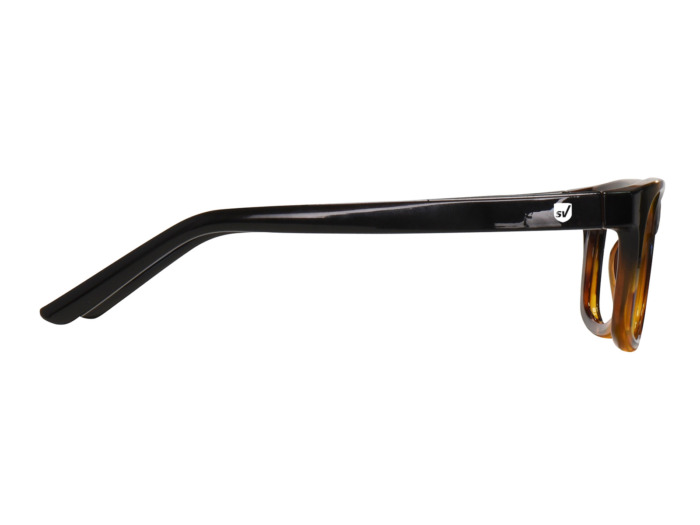 SafeVision FOXTROT ANSI rated prescription safety glasses in Tortoise to Black, right side view