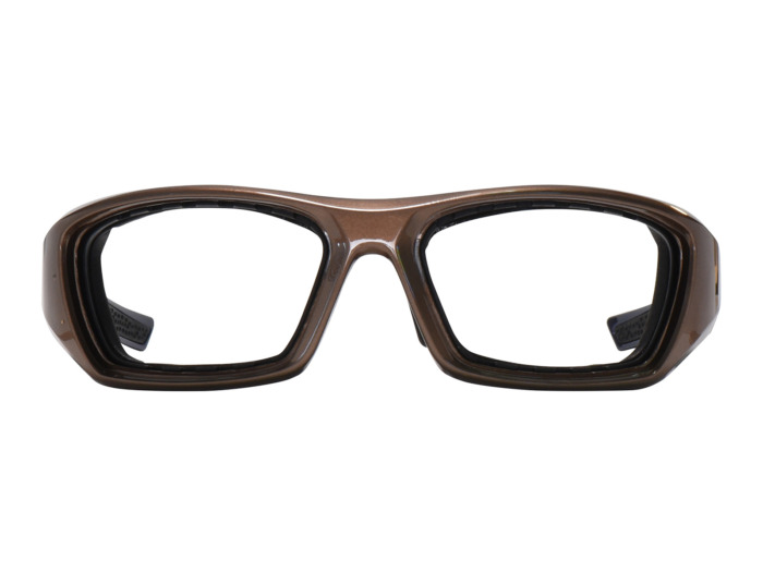 SafeVision MISFIRE ANSI rated prescription safety glasses in Pearl Brown Blue Front