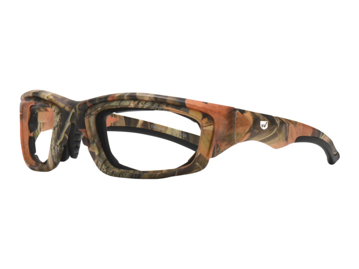 SafeVision OAKLEAF ANSI rated prescription safety glasses in Camo, three-quarter view