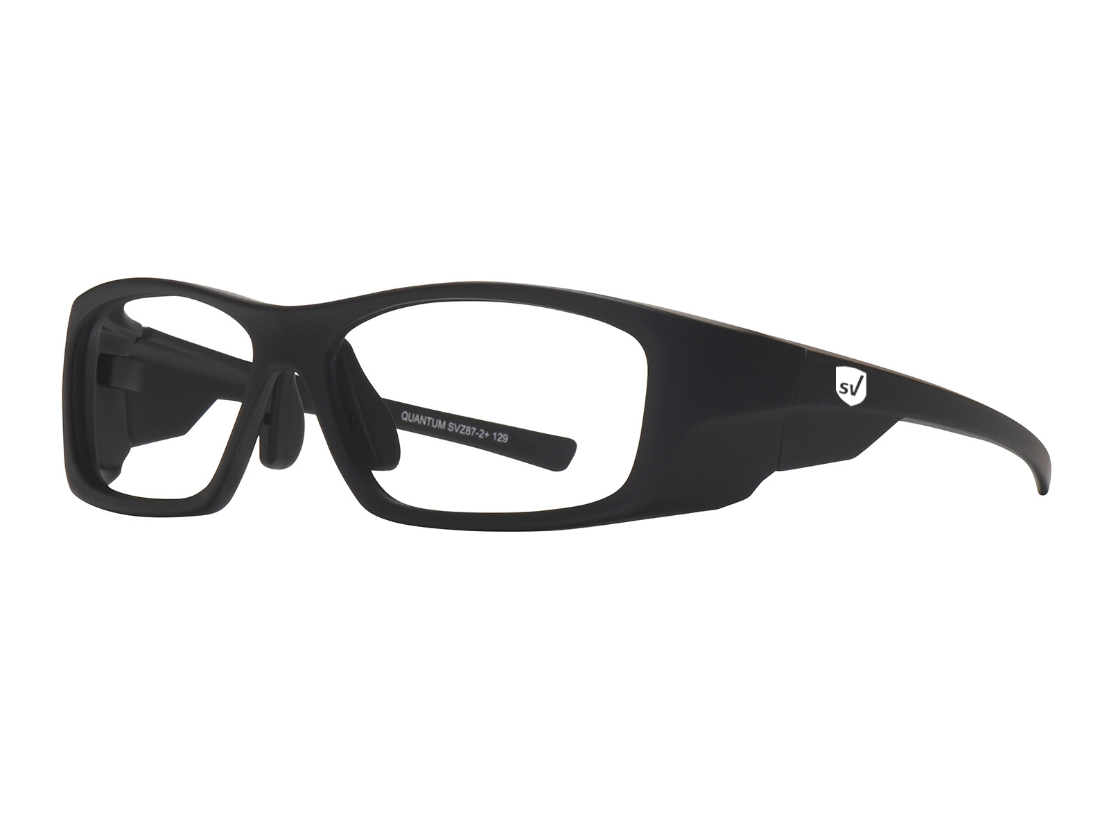 SafeVision QUANTUM ANSI rated prescription safety glasses in Black, three-quarter view