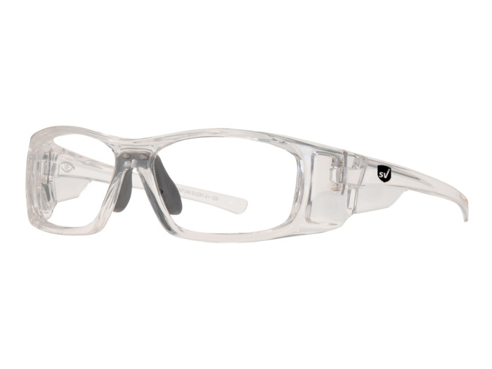 SafeVision QUANTUM ANSI rated prescription safety glasses in Clear, three-quarter view