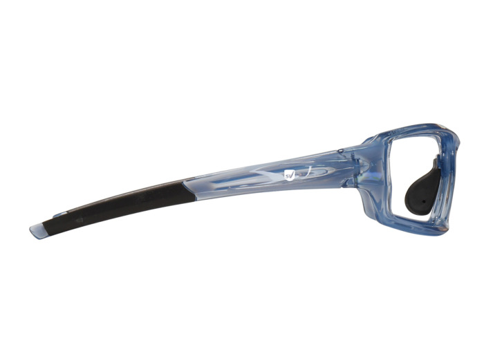 SafeVision RANGER ANSI rated prescription safety glasses in Crystal Blue, right side view