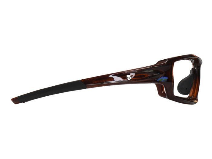 SafeVision RANGER ANSI rated prescription safety glasses in Crystal Brown, right side view