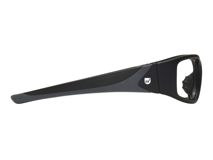 SafeVision STREAK ANSI rated prescription safety glasses in Matte Black, right side view