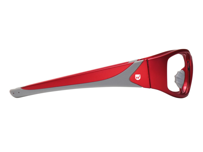 SafeVision STREAK ANSI rated prescription safety glasses in Red, right side view
